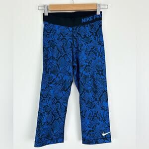 Nike Black and Blue‎ Snake Print Patterned Crop Leggings